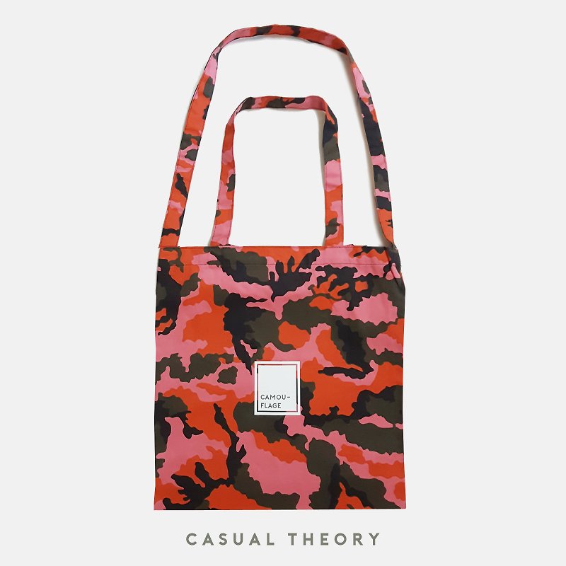 Camou Square Tote : Pink - Tangerine - กระเป๋าถือ - วัสดุอื่นๆ 