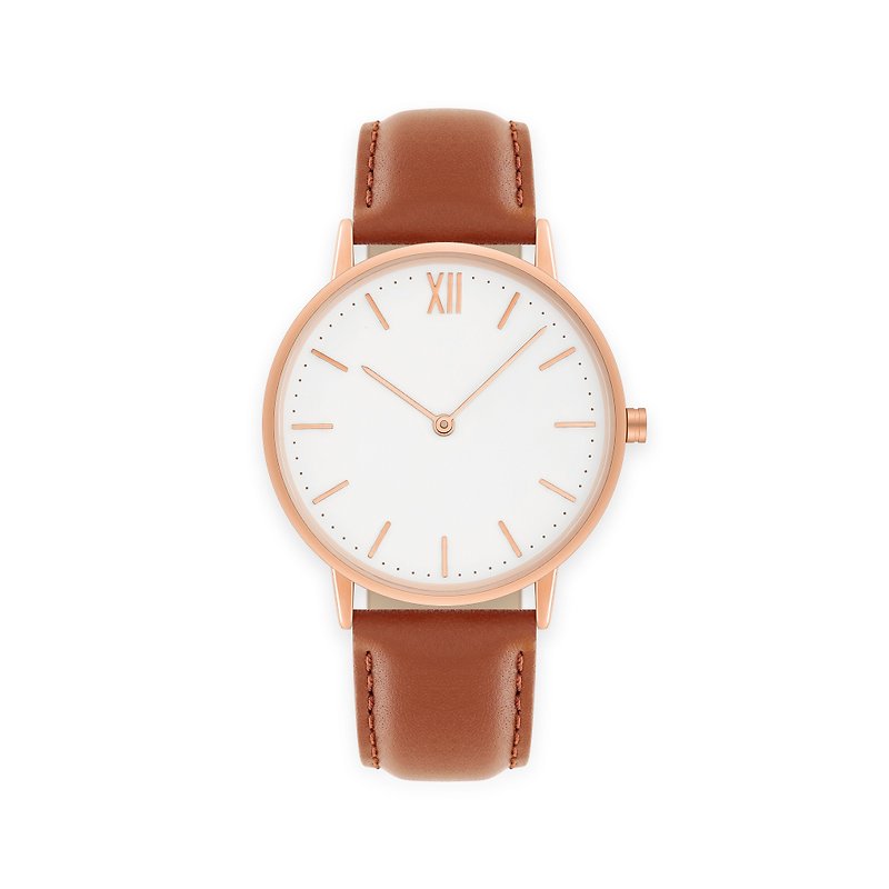 Signature 40 Rose Gold – Brown Leather - Women's Watches - Genuine Leather 