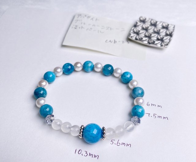 グレーパール 愛 天然水晶 日本製 ハンドメイド ギフト エナジー石ブレスレット - ショップ Hoshino Jewelry Kan ブレスレット  - Pinkoi