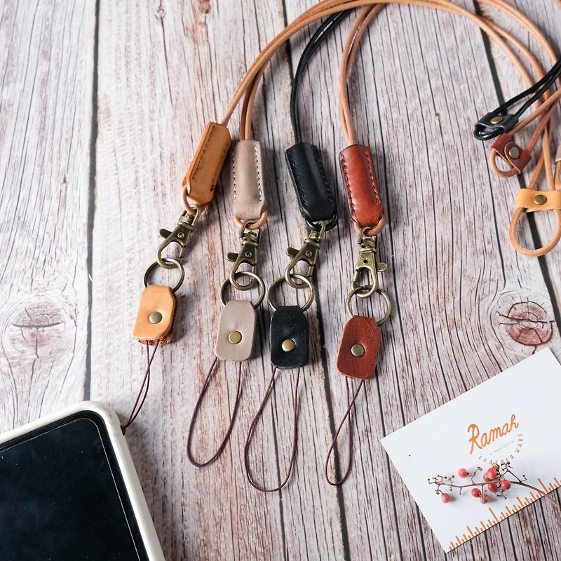 Leather mobile phone lanyard/mobile phone rope/mobile phone strap/adjustable - เชือก/สายคล้อง - หนังแท้ หลากหลายสี