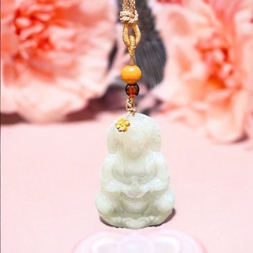 瓔珞翡翠 白翡翡翠寶瓶觀音菩薩項鍊 | 天然緬甸玉翡翠A貨 | 送禮