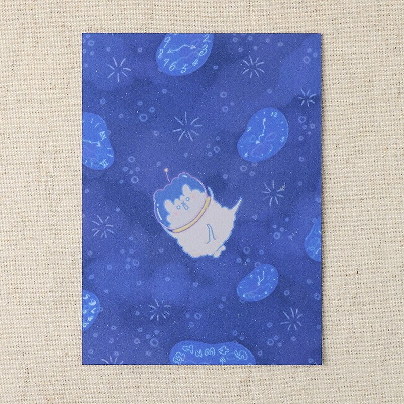 Time flies micro-handmade postcard - การ์ด/โปสการ์ด - กระดาษ สีน้ำเงิน