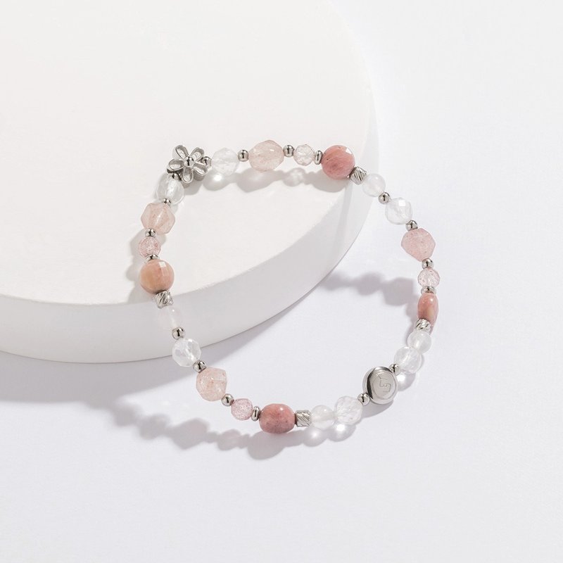 (Popularity + Career) Changhua | Mahogany Grain Strawberry Crystal Powder Crystal White Crystal | Crystal Bracelet - สร้อยข้อมือ - คริสตัล สึชมพู