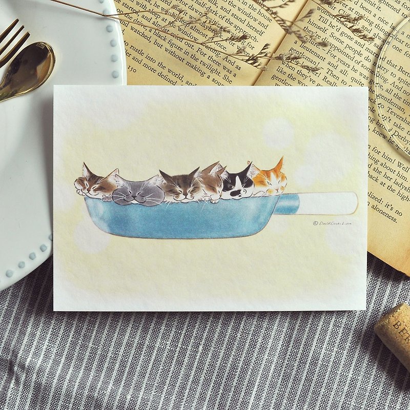 Hand drawn illustration postcard-One Pot Cat - Cards & Postcards - Paper Yellow