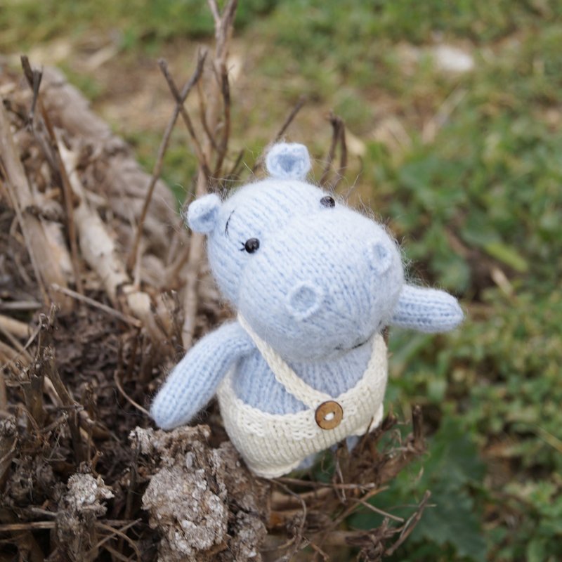 FLAT! Hippopotamus knitting pattern in shorts, PDF. Animal toy tutorial - 編織/刺繡/羊毛氈/縫紉 - 其他材質 
