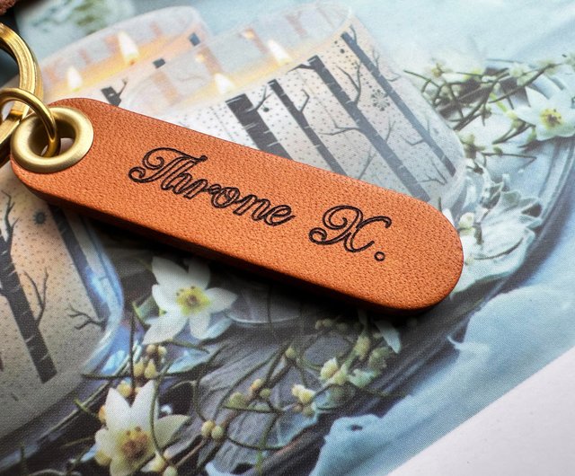 Leather label leather key ring [free laser engraving] small wedding gift  graduation gift custom vegetable tanned cowhide - Shop throne Keychains -  Pinkoi