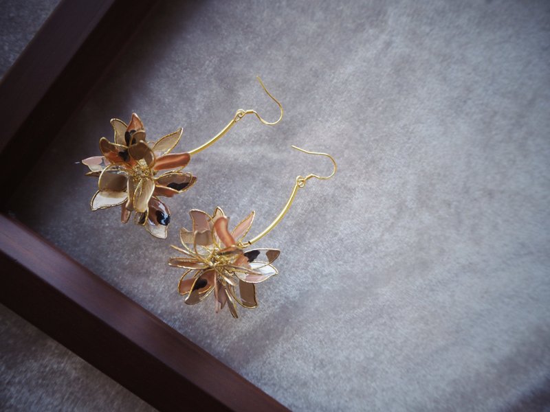 Lotus flower ball drop type resin earrings - ต่างหู - เรซิน สึชมพู