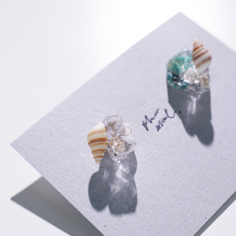 金繼 耳環 ピアス / イヤリング | 銀的海 no.398 - 耳環/耳夾/耳骨夾 - 半寶石 咖啡色