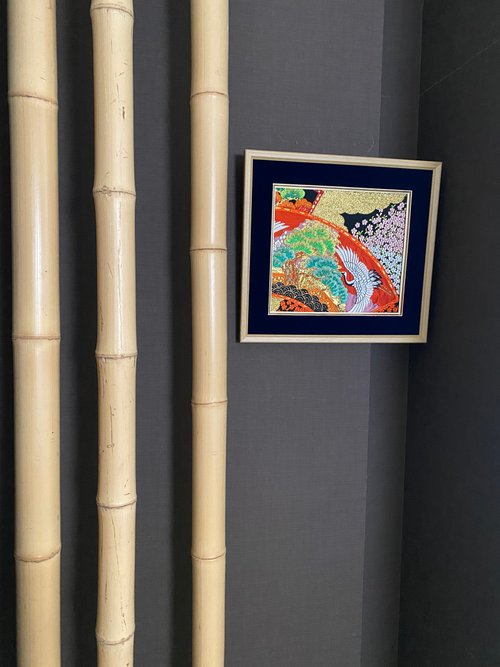 きものからつくるアートパネル 034 縁起物 壁掛け 絵画 1点もの