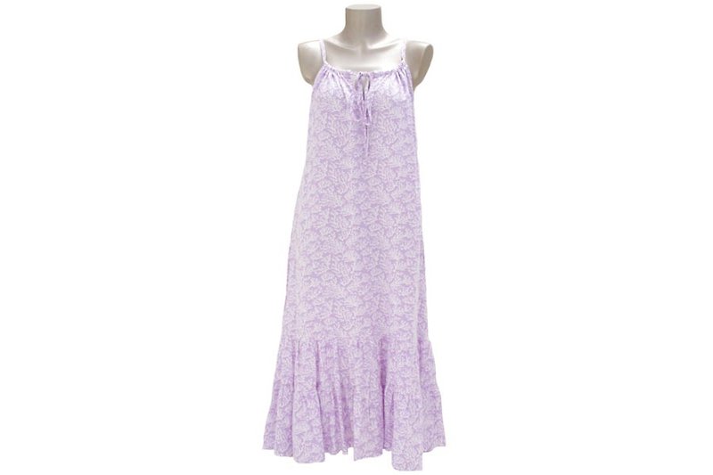 Yurukawa! Coral print camisole long dress <Lavender> - ชุดเดรส - วัสดุอื่นๆ สีม่วง