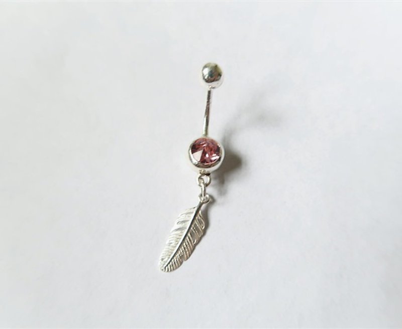 Belly ring Feather Pink Sterling Silver - อื่นๆ - เงินแท้ หลากหลายสี