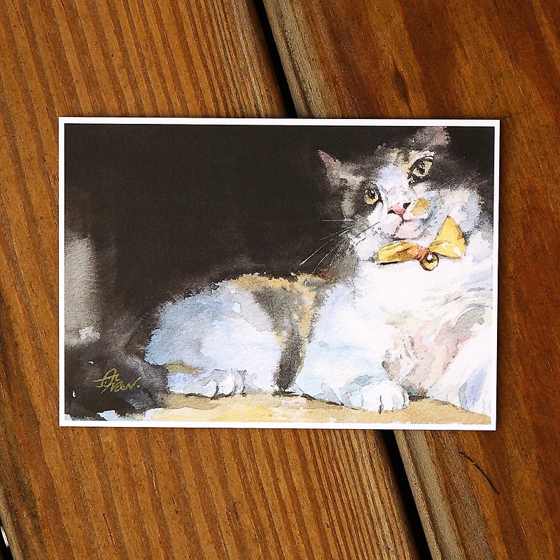 Watercolor painted child series postcard <most corners> - การ์ด/โปสการ์ด - กระดาษ สีดำ