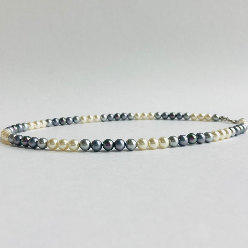 ガラスパールマルチカラーネックレス/6mm約43cm+5cm/NO.12/made in japan - 項鍊 - 玻璃 藍色