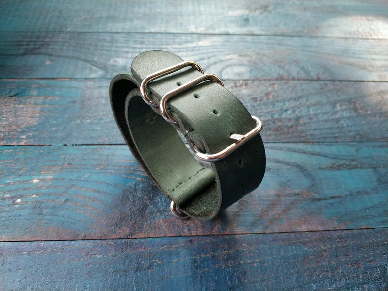 Emerald ZULU strap | Leather Watch Strap | Green Watch Strap | Genuine Leather - Watchbands - Genuine Leather Green