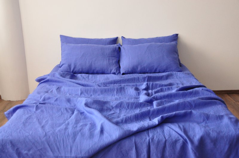 Violet linen sheet set / Flat+fitted sheet+2 pillowcases / Purple bedding - เครื่องนอน - ลินิน สีม่วง