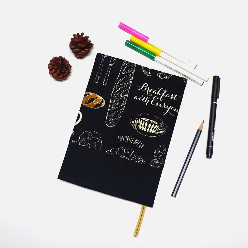 我的烘焙筆記本+布書衣/布書套 手作 帆布 可調式 - 筆記簿/手帳 - 棉．麻 黑色