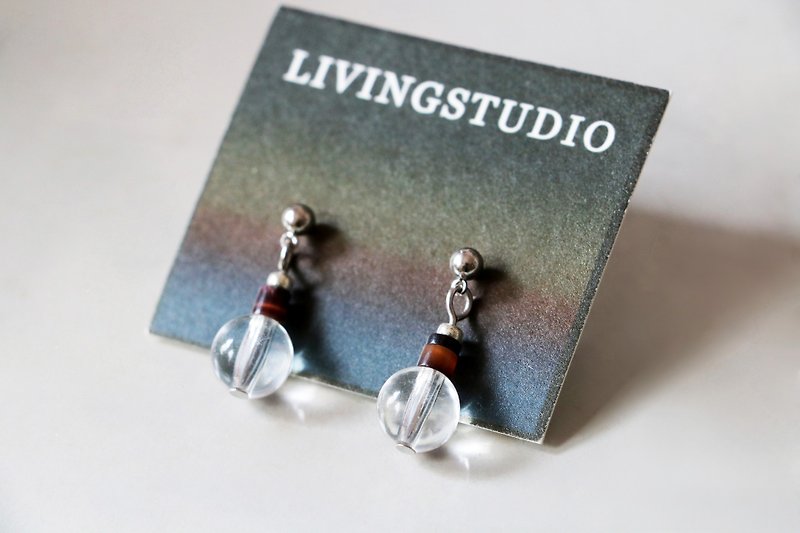 Youli_ white crystal bead handmade earrings - Earrings & Clip-ons - Semi-Precious Stones Transparent
