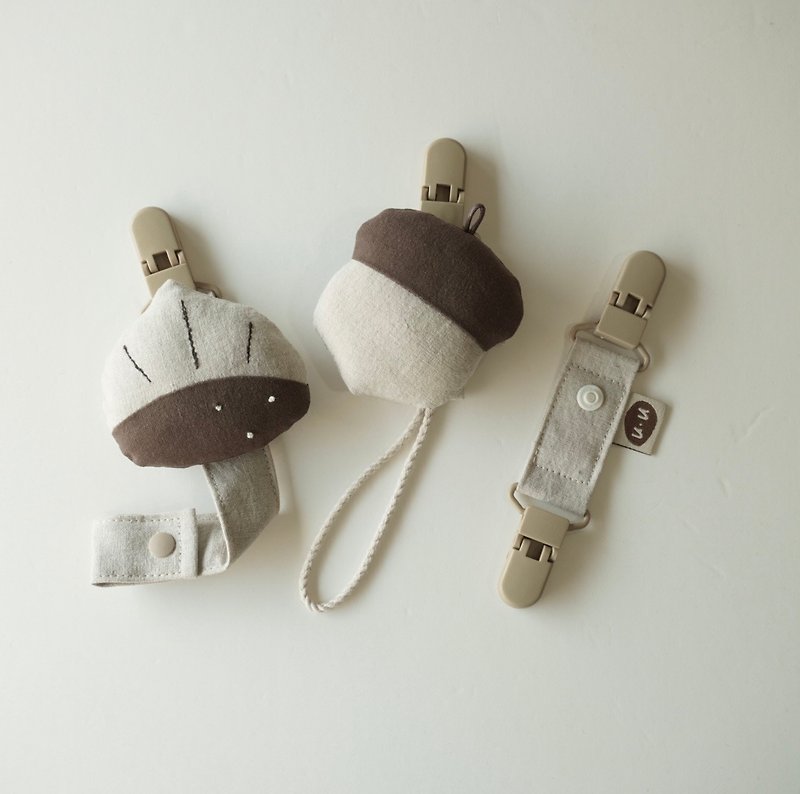Three-dimensional acorn/chestnut pacifier chain/double-headed clip - Baby Bottles & Pacifiers - Cotton & Hemp Khaki