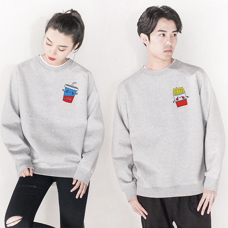 Cola French Fries gray couple sweatshirt - Women's Tops - Other Materials Gray