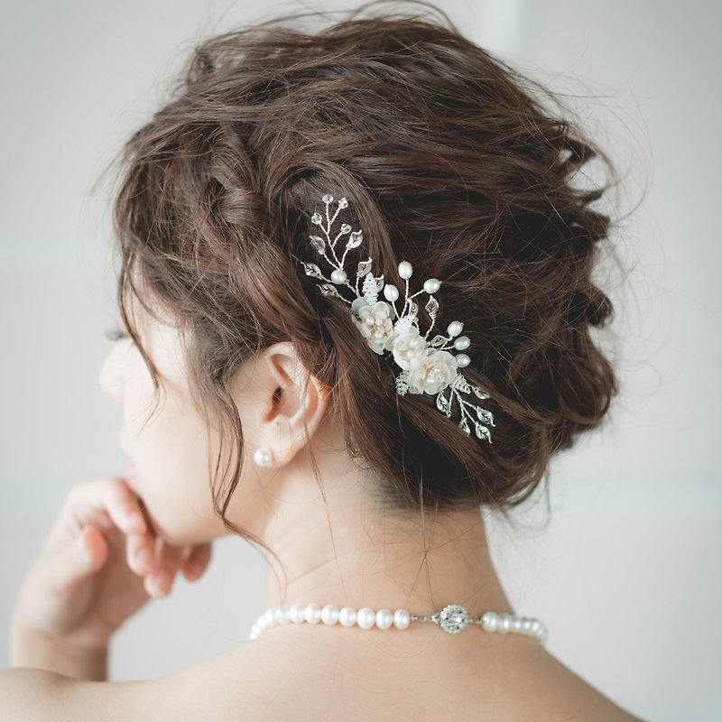 Blooming Quilla /新娘頭飾/訂製/手製飾物/淡水珍珠/新娘飾物 - 髮飾 - 珍珠 粉紅色