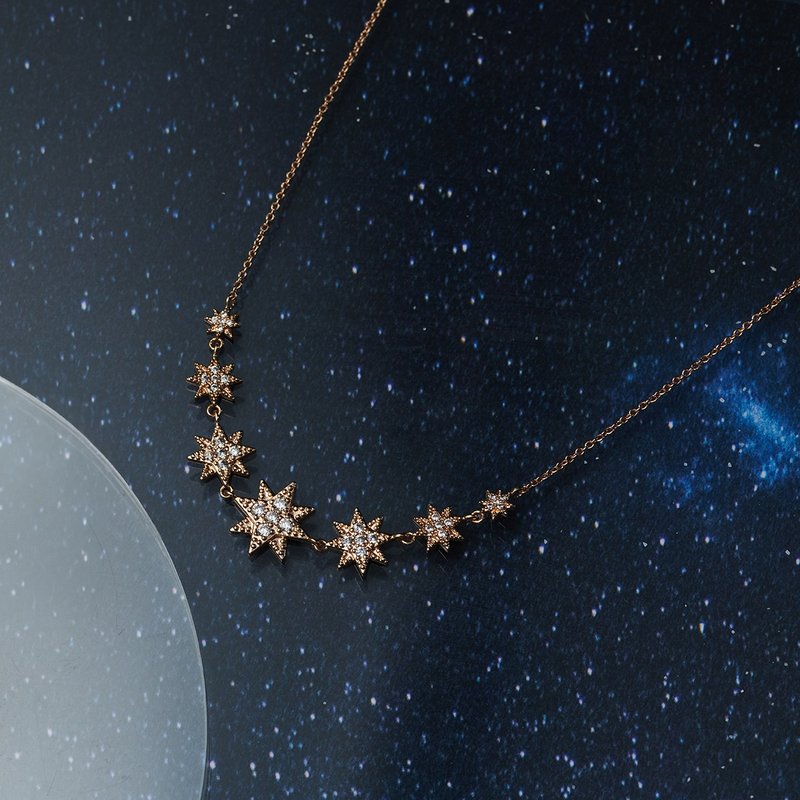 銀河星夜項鍊 (共2色) 璀璨/星空/銀河/星星 - 項鍊 - 銅/黃銅 銀色