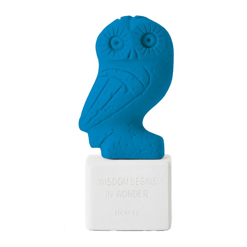 Ancient Greek Owl Ornament Owl Elpis (Light Blue)-Handmade Ceramic Statue - Items for Display - Pottery Blue