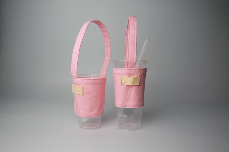 Colorful Series - Sakura Powder Green Cup Set Drink Cup Set Drink Bag Bag - ถุงใส่กระติกนำ้ - ผ้าฝ้าย/ผ้าลินิน สึชมพู