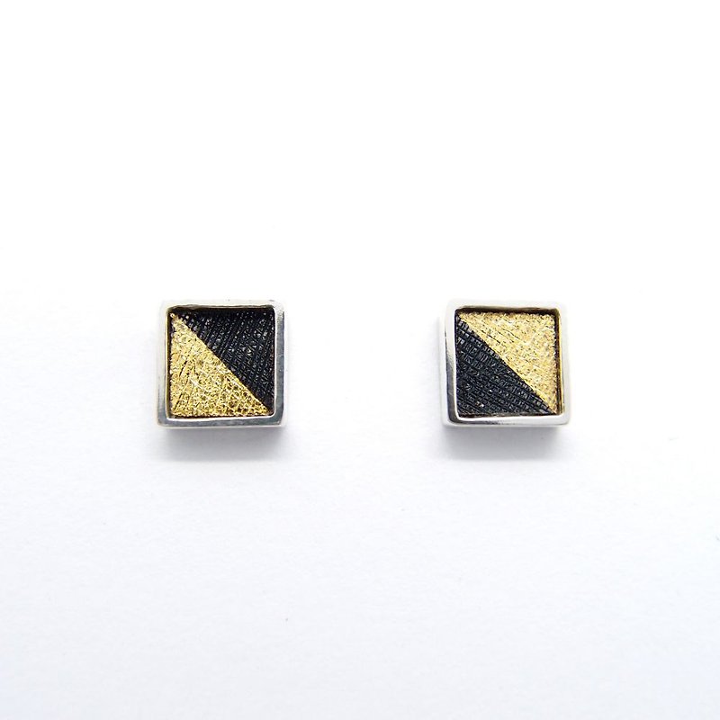 One centimeter square C-925 Silver earrings - Earrings & Clip-ons - Other Metals 