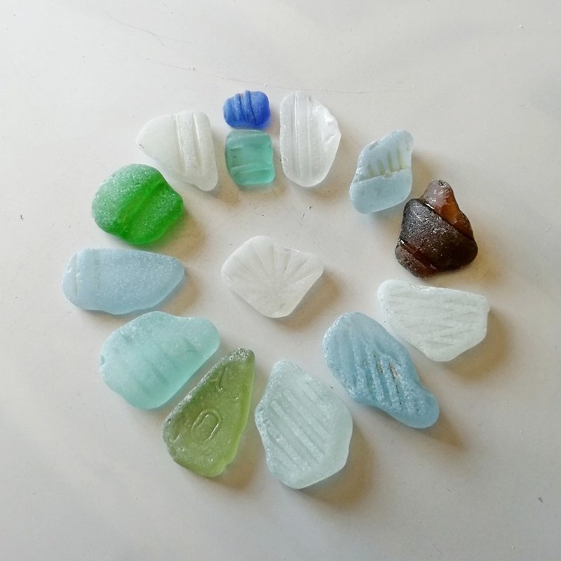 Textured Sea glass Bulk.Sea glass decor.Embossed Japan Sea glass jewelry - Pottery & Glasswork - Glass Multicolor