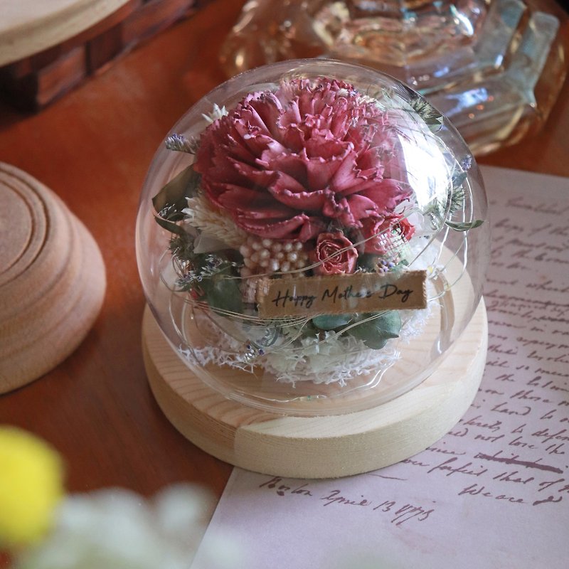 - Angel - Carnation Glass Ball Night Light Dried Flower Sola Flower Home Decoration - Dried Flowers & Bouquets - Plants & Flowers Red