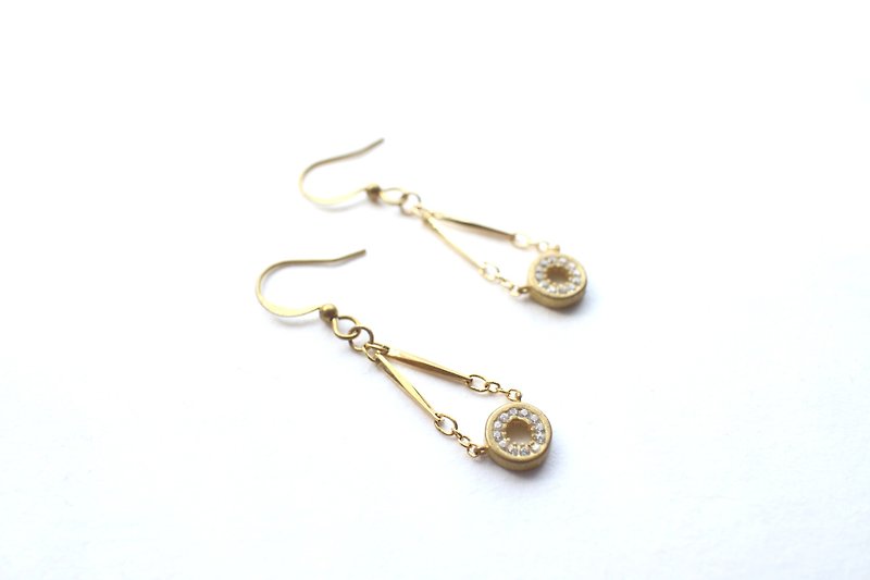 Classic zircon earrings - ต่างหู - ทองแดงทองเหลือง สีทอง