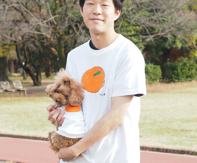 わんことお揃いコーデ2枚セットみかんTシャツ犬服お散歩ミニトート付き