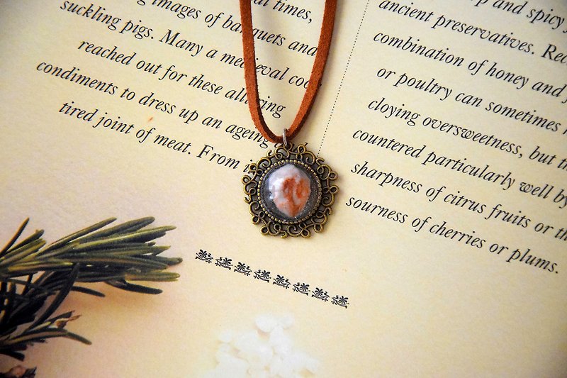 The Grey Mask - Mori/Forest Theme Natural Stone Vintage Resin Necklace - Necklaces - Stone 
