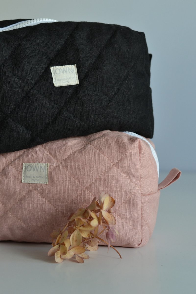 Makeup organization, beauty storage, makeup bag, travel bag, toiletries bag, レザー - 化妝包/收納袋 - 亞麻 