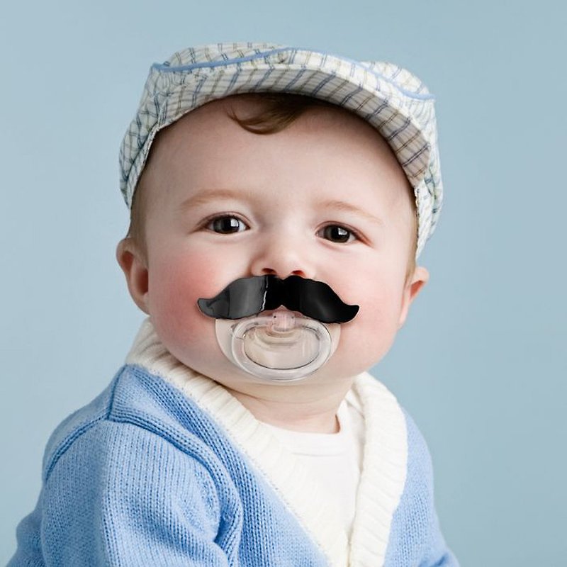 CHILL, BABY MUSTACHE PACIFIER - Baby Bottles & Pacifiers - Resin Black
