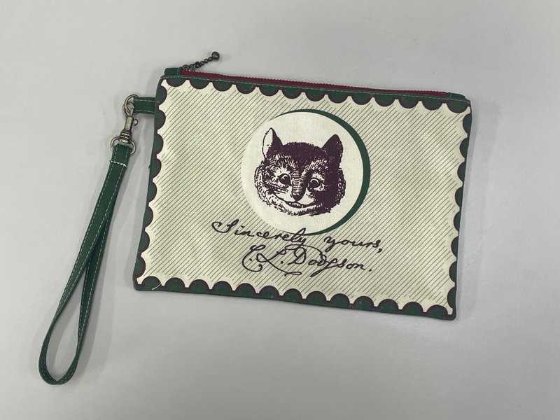 Cheshire Cat wrist bag-cosmetic bag-only one in stock - Toiletry Bags & Pouches - Cotton & Hemp Green