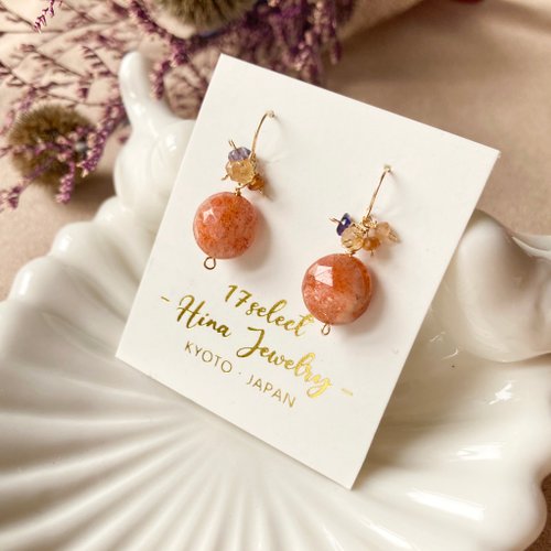 最後の1ペア 14kgf サンストーン アイオライト シトリン ピアス