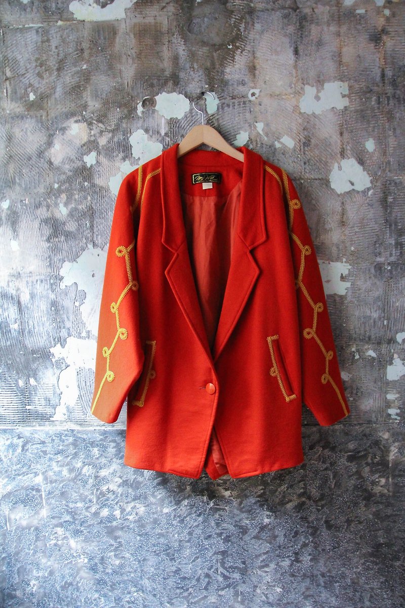 袅袅 department store -Vintage orange red delicate lace coat coat retro - Women's Casual & Functional Jackets - Other Man-Made Fibers 