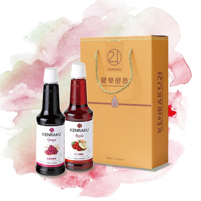 [New Year Gift Box] KENRAKU21 Jianle Cellar Brewed Fruit Fermented Vinegar Gift Box 1 Box 2 Bottles - น้ำส้มสายชู - พลาสติก สีทอง
