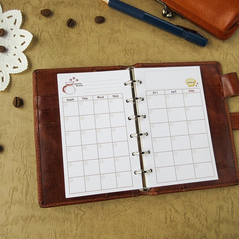 System planner refill mini size 6 / monthly refill: coffee goods - สมุดบันทึก/สมุดปฏิทิน - กระดาษ 