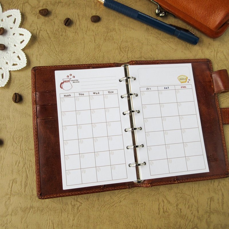 System planner refill mini size 6 / monthly refill: coffee goods - Notebooks & Journals - Paper 