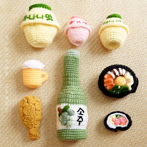 Nekosan.craft 韓國料理寵物頭飾 炸雞、紫菜卷、 石頭鍋