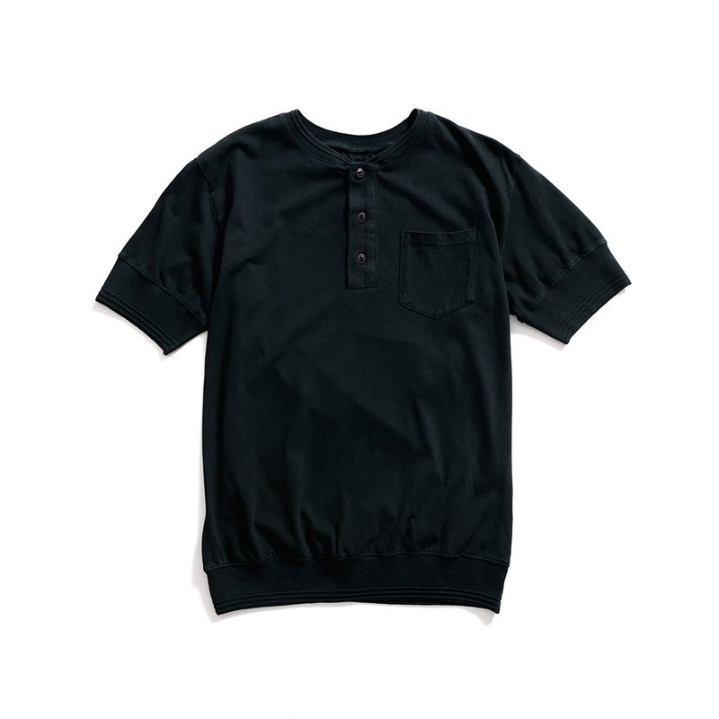 Western Pioneers Henley (S) - 黑色 Black - 男 T 恤 - 棉．麻 
