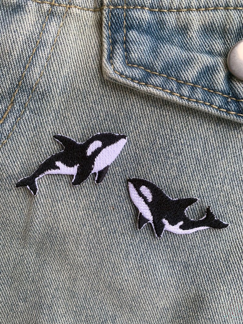 Iron On Patches, Cute Decor Patches ,Killer whale - Other - Thread Black