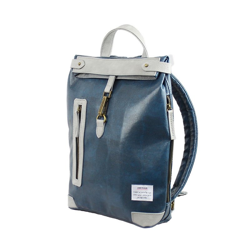 AMINAH-Beautiful blue backpack[am-0301] - Backpacks - Faux Leather Blue