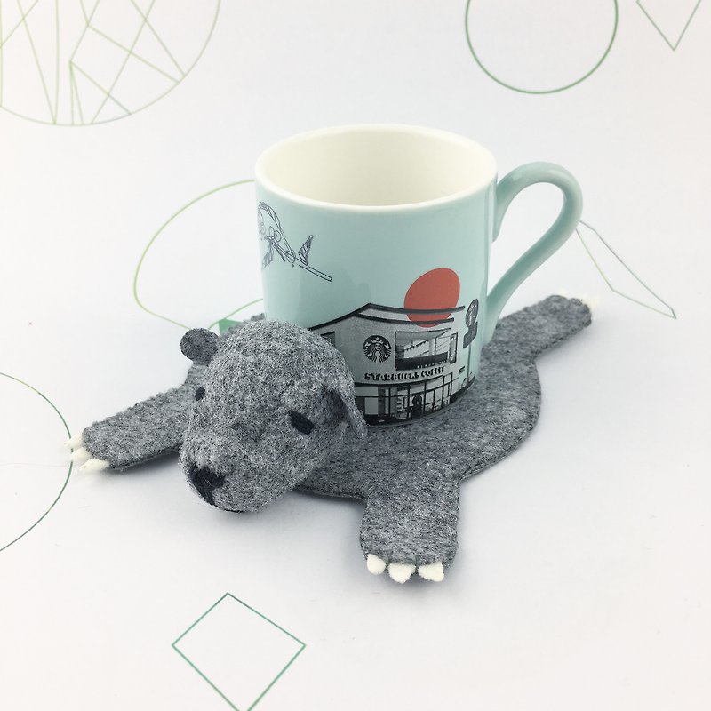 Bear three-dimensional coaster(Gray color) - Coasters - Polyester Gray