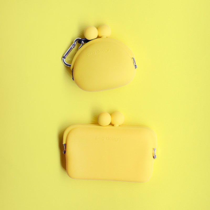 黃色經典口金系列 掛繩零錢包/小卡夾/組合包 - 零錢包/小錢包 - 矽膠 黃色