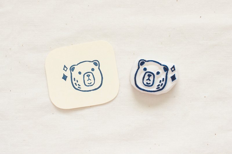 Hand carved bear bear seal - ตราปั๊ม/สแตมป์/หมึก - ยาง สีนำ้ตาล