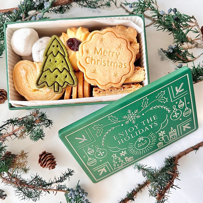【聖誕禮物】卡米聖誕餅乾鐵盒-綠 - 手工餅乾 - 新鮮食材 綠色