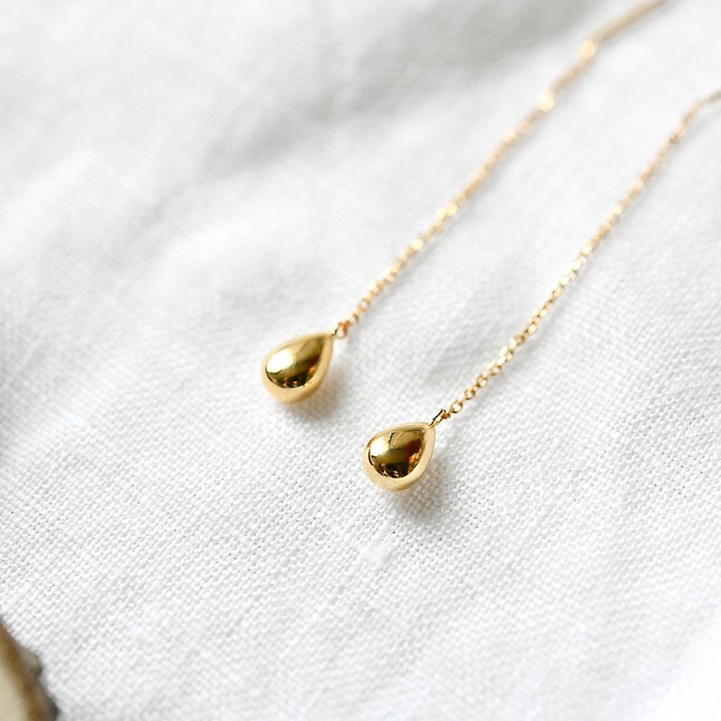 1 pair of K18 gold drop American earrings - Earrings & Clip-ons - Gemstone Gold